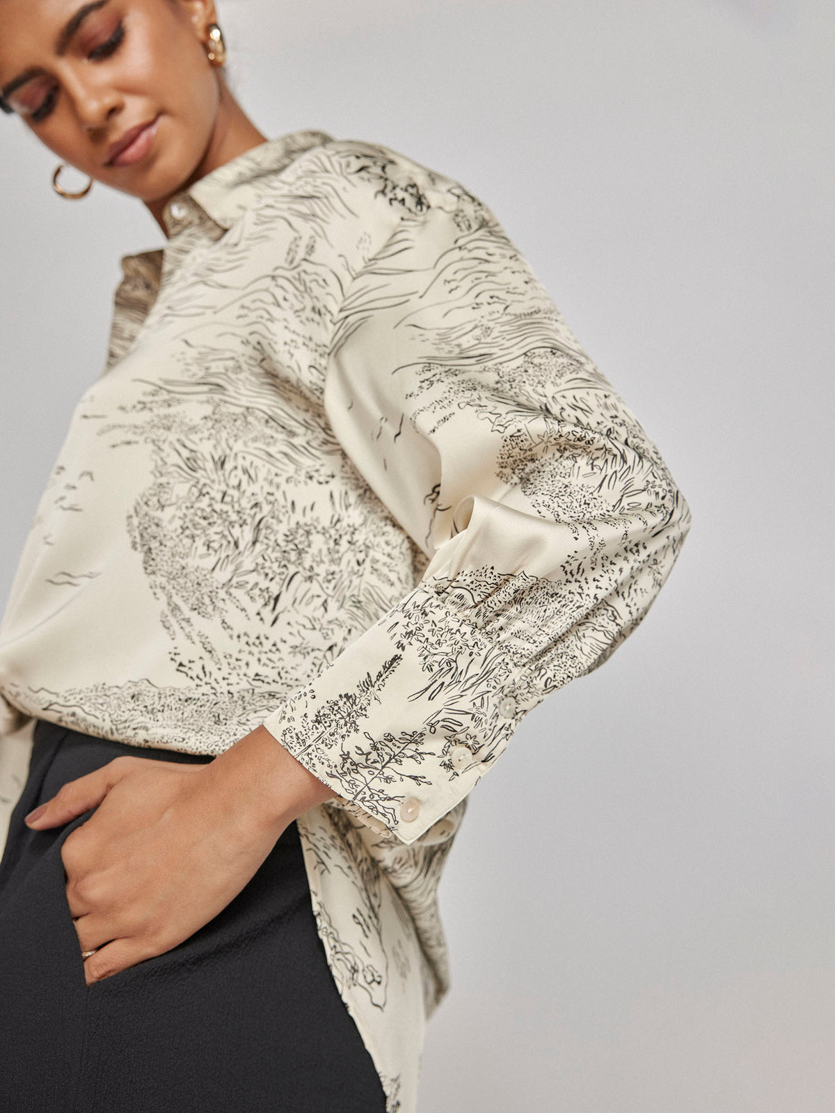 Pearl Satin Printed Shirt