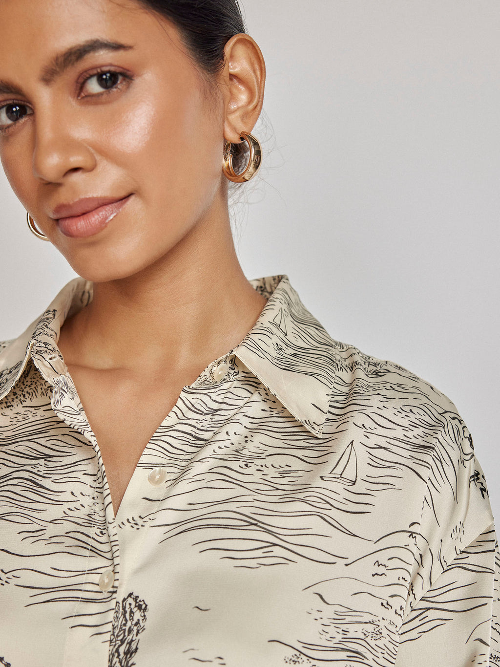 Pearl Satin Printed Shirt
