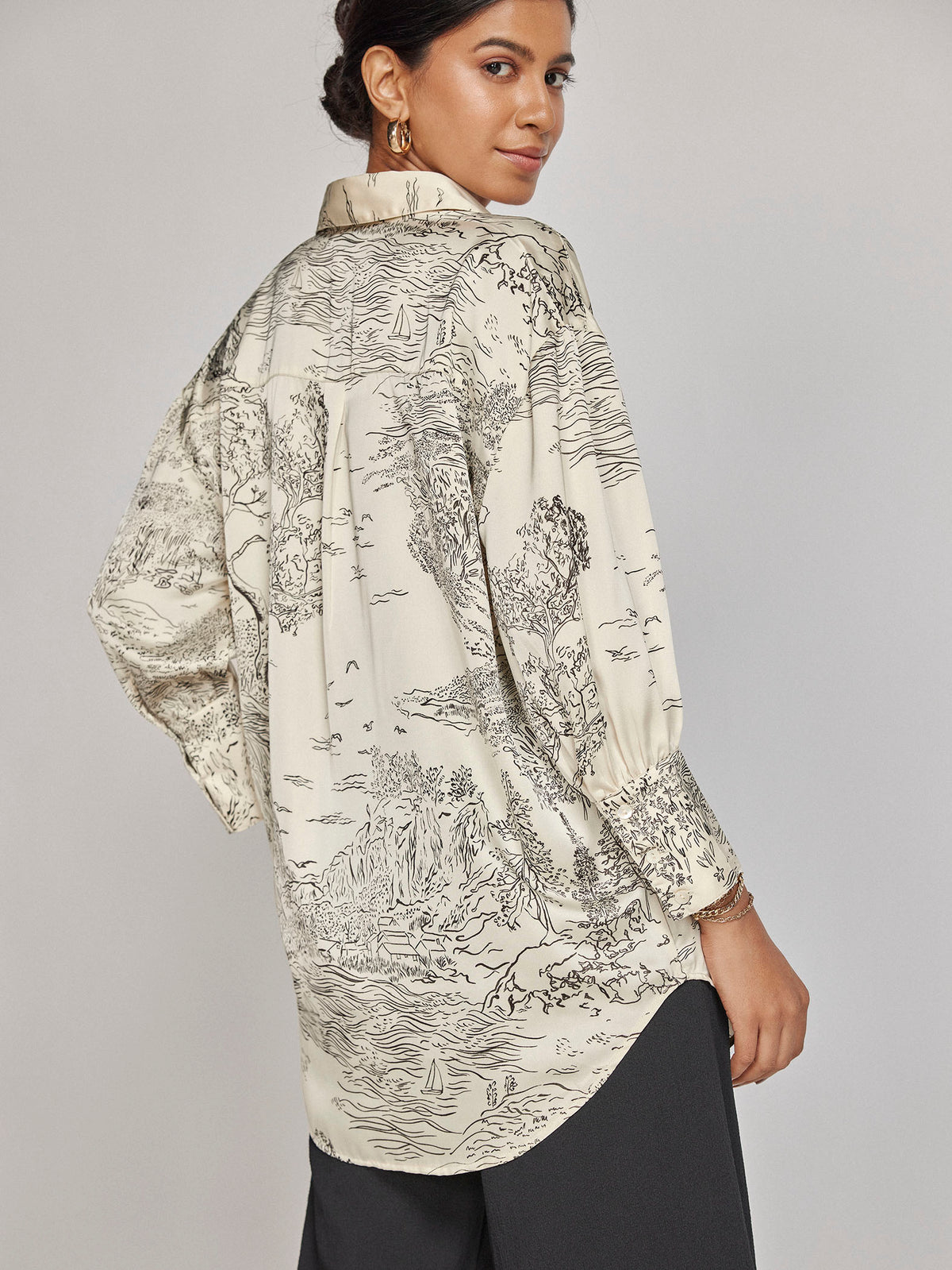 Pearl Satin Printed Shirt