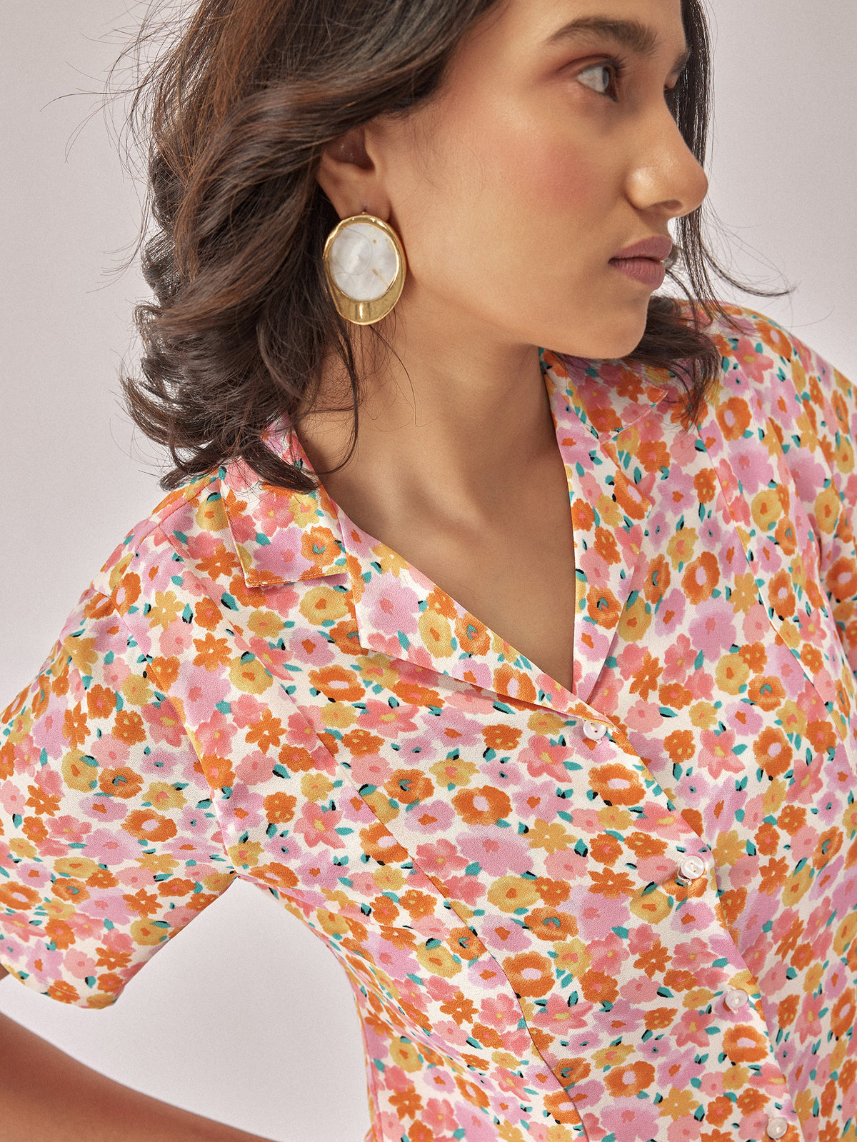 Pink Floral Ruffle Mini Dress