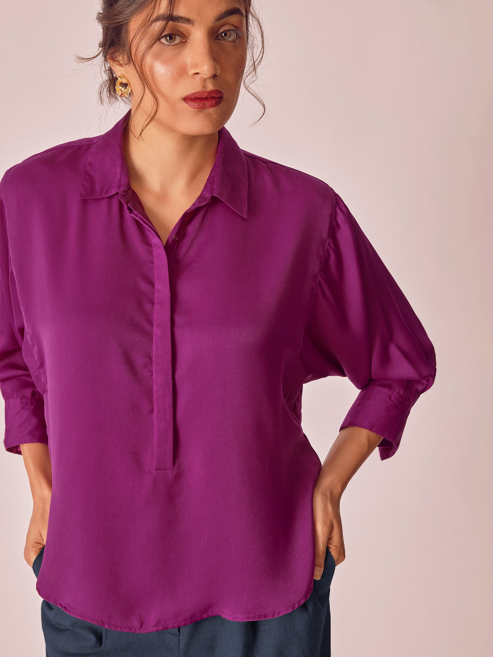 Plum Dolman Sleeve Top