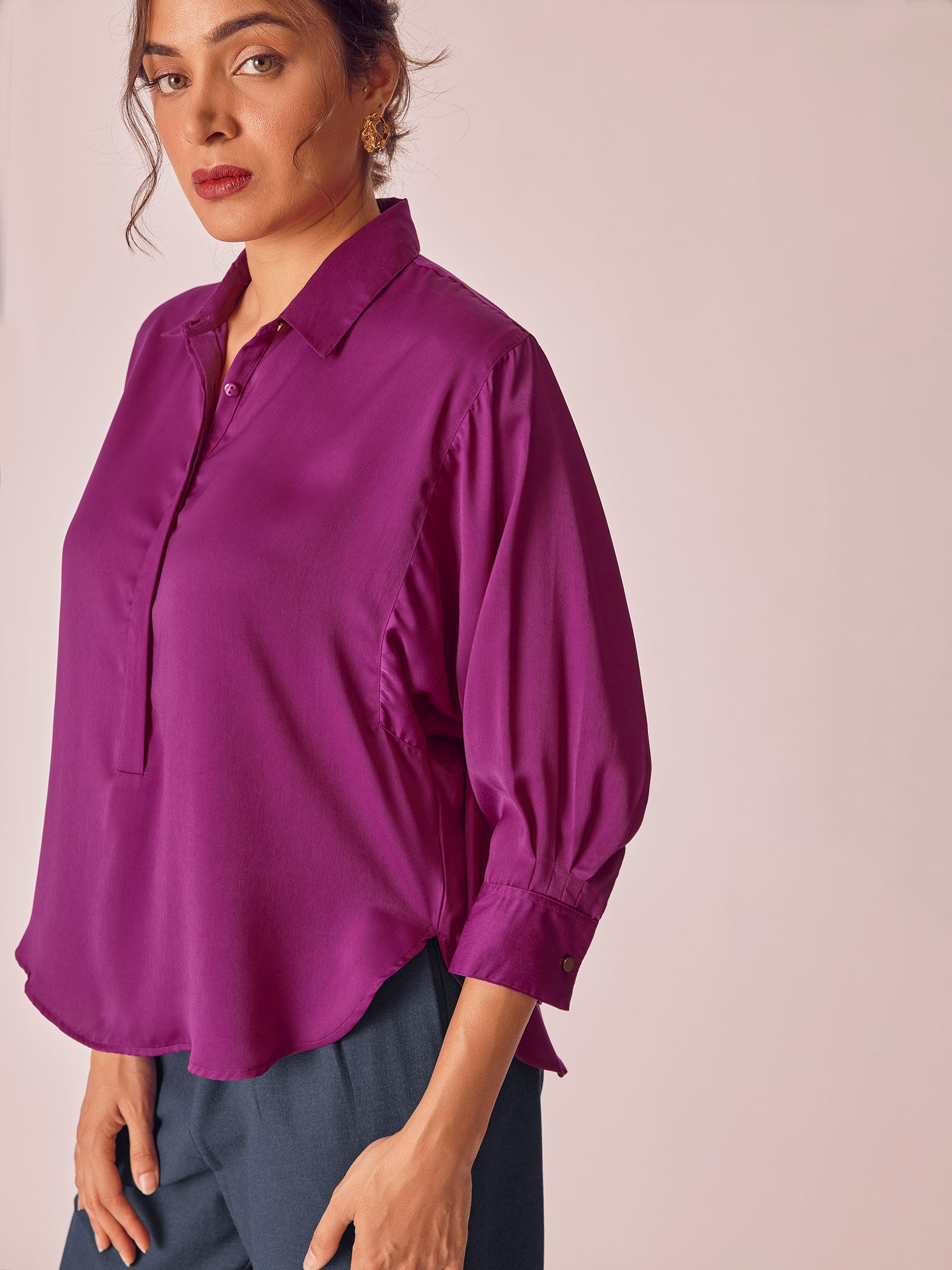 Plum Dolman Sleeve Top