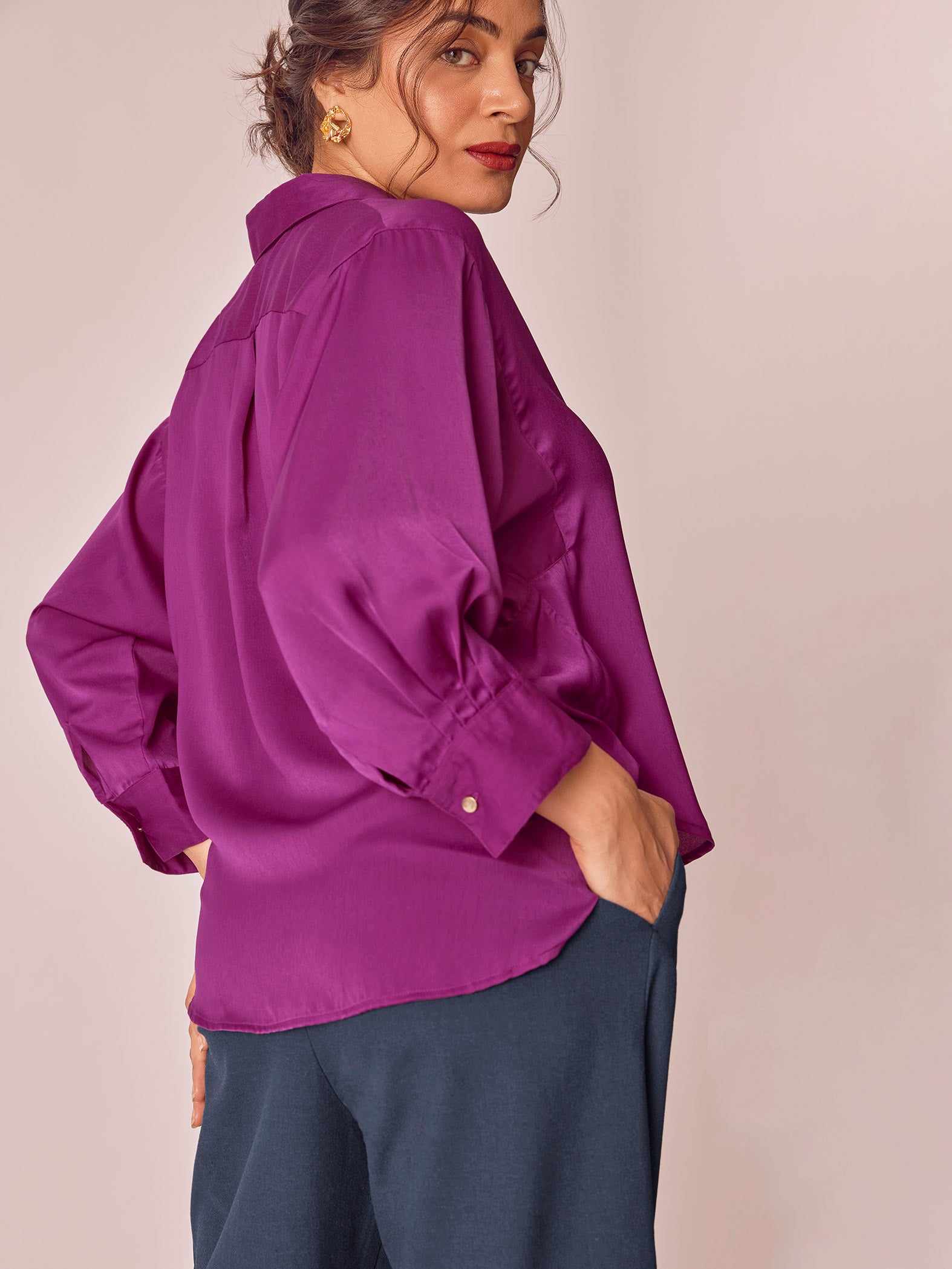 Plum Dolman Sleeve Top