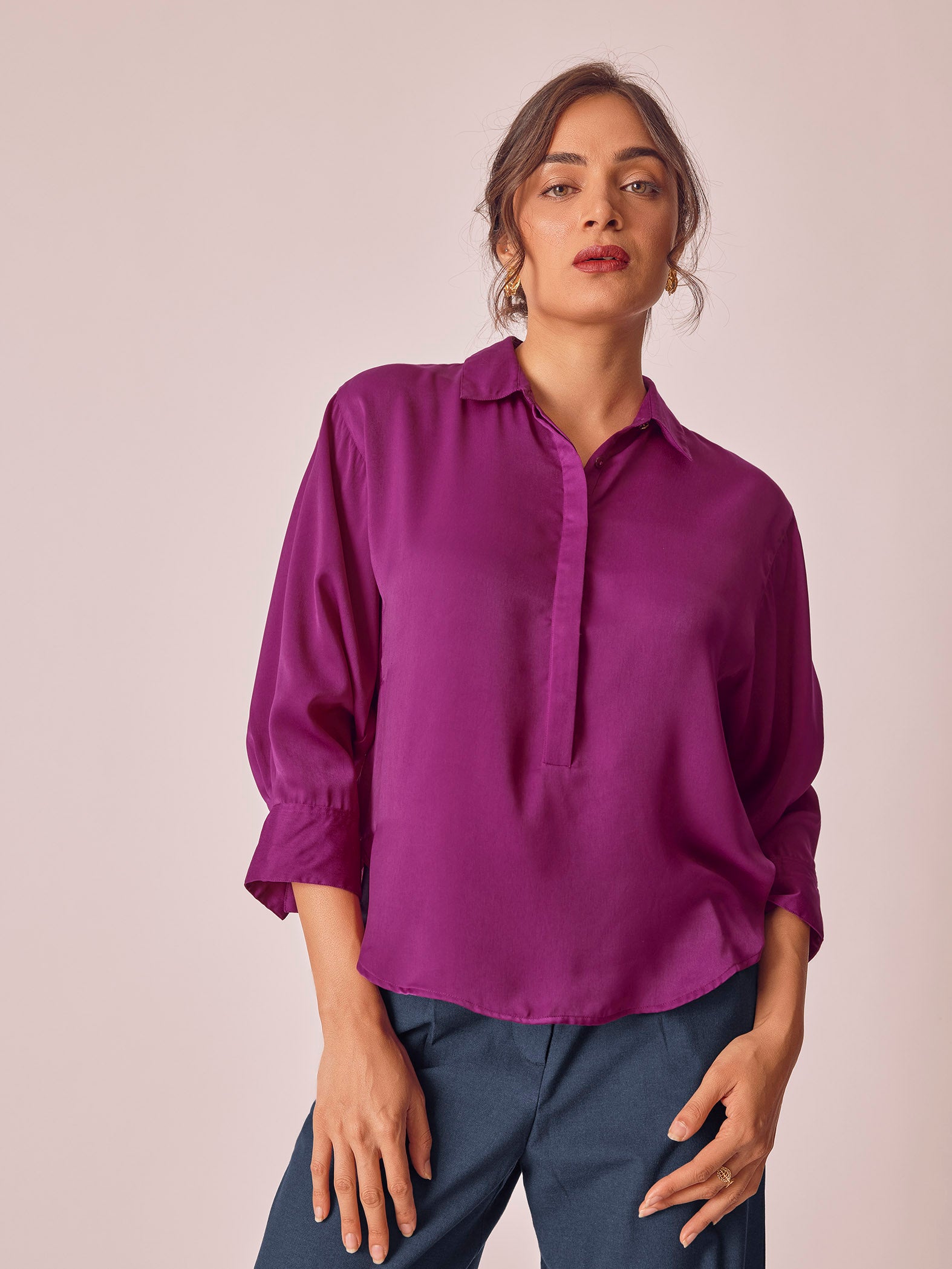 Plum Dolman Sleeve Top