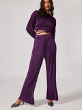 Plum Pleated Tie-Up Crop Top