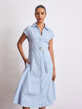 Powder Blue Belted Shirt Dress