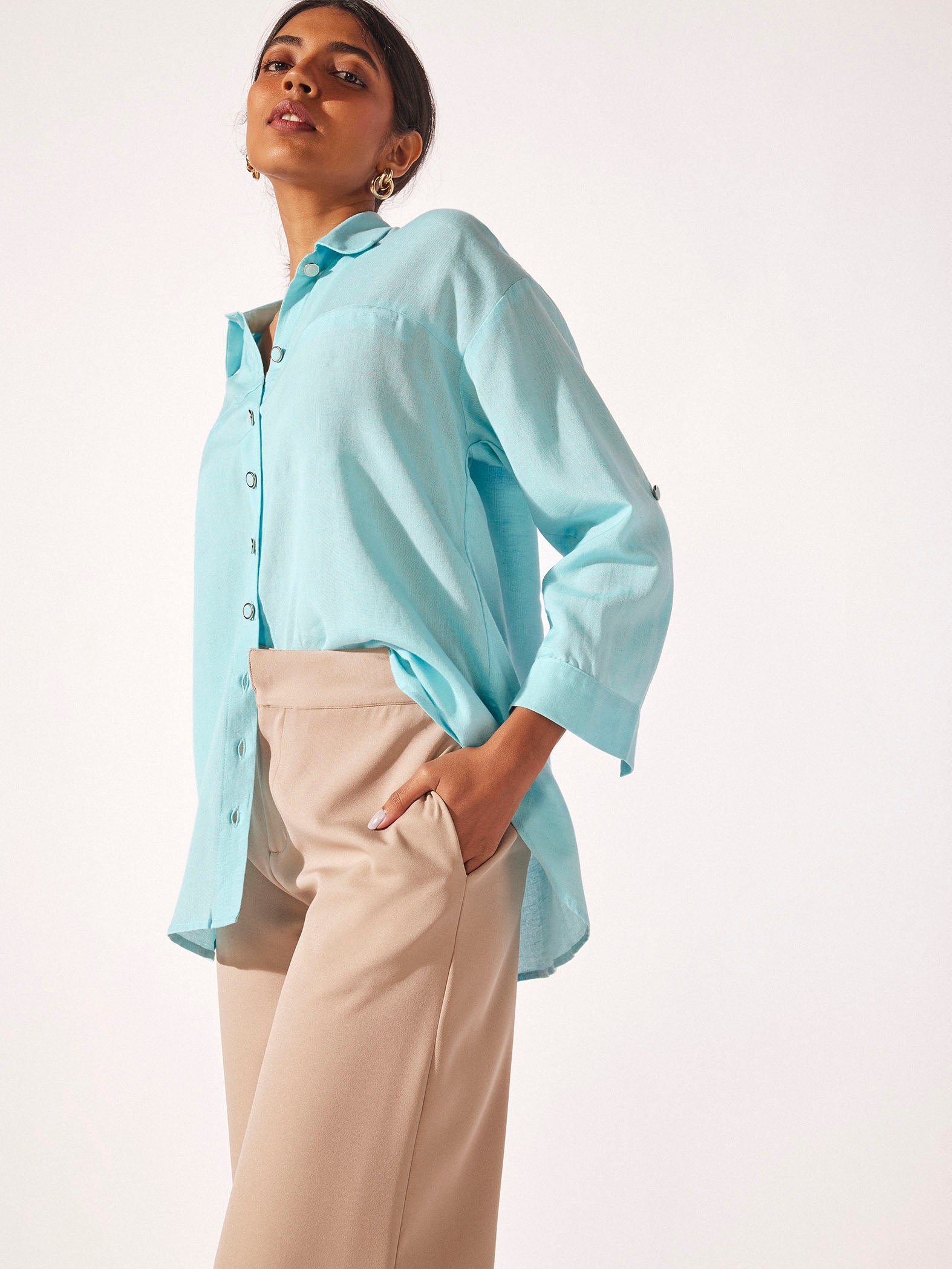 Powder Blue Drop Shoulder Shirt