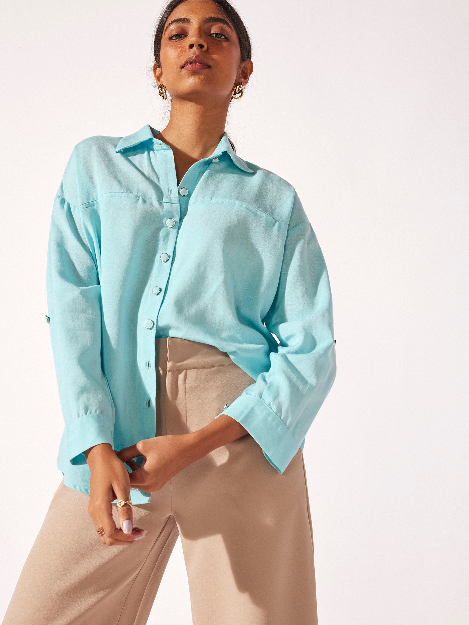 Powder Blue Drop Shoulder Shirt