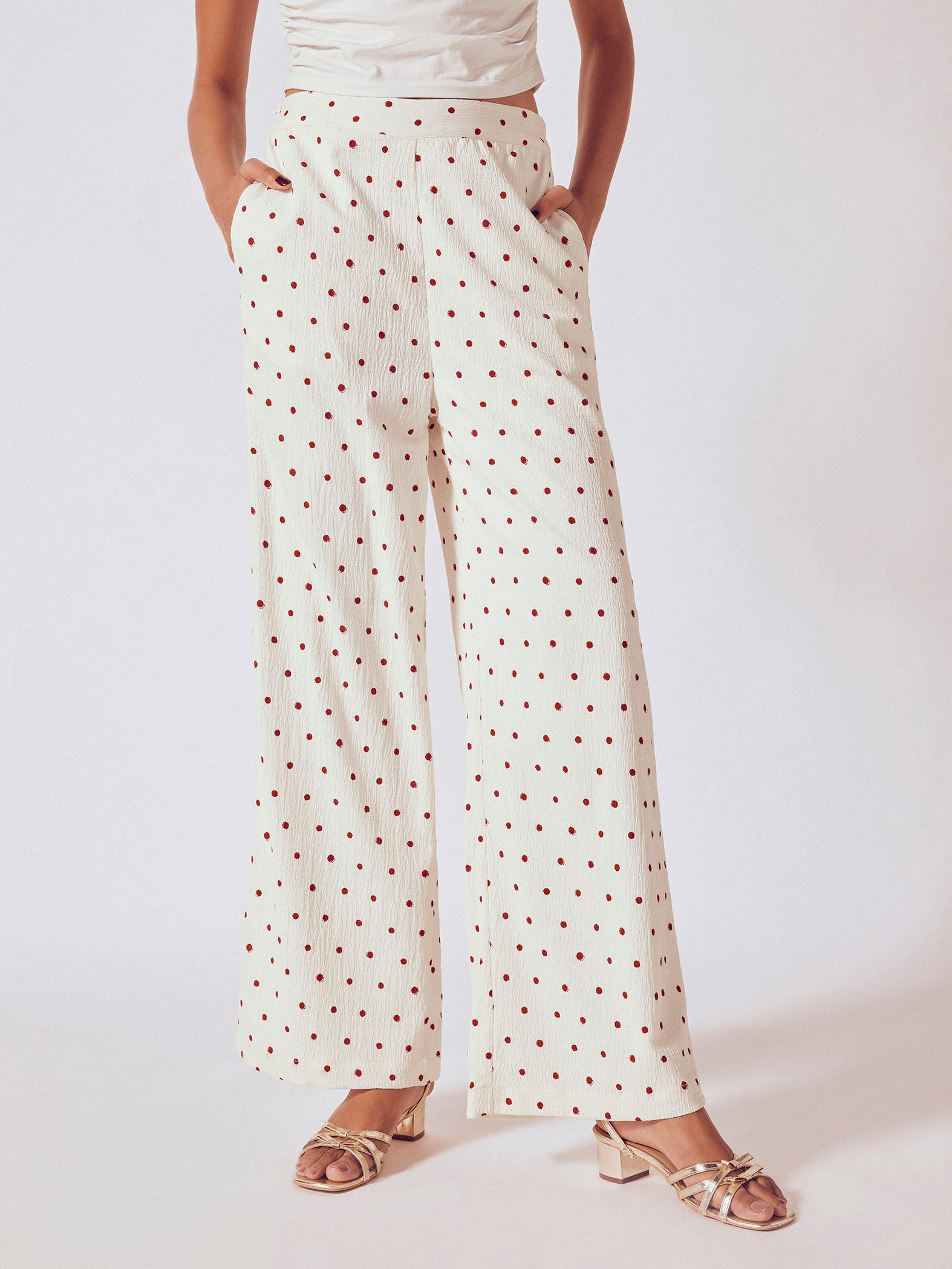 Red Polka Flared Pant