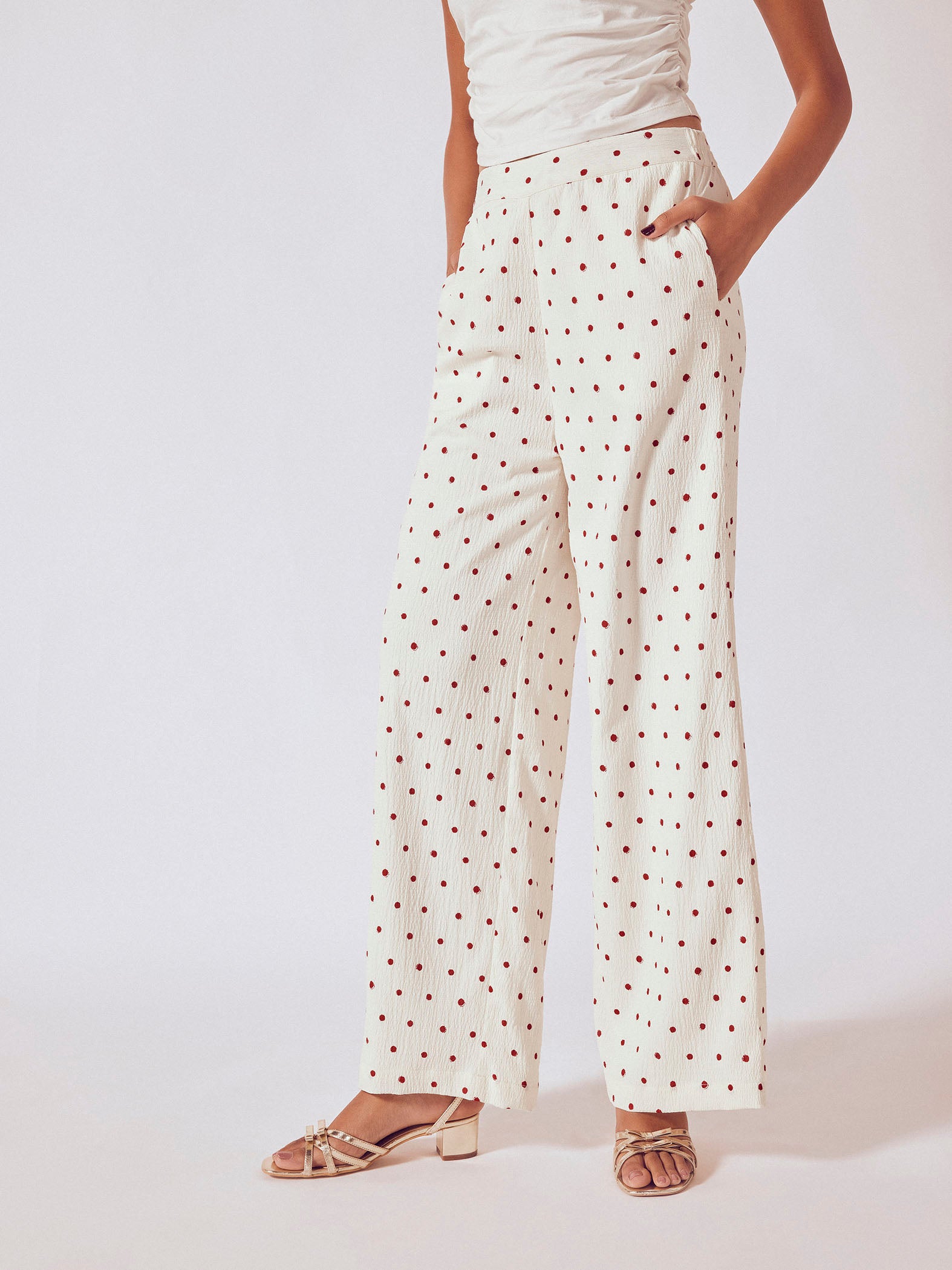 Red Polka Flared Pant