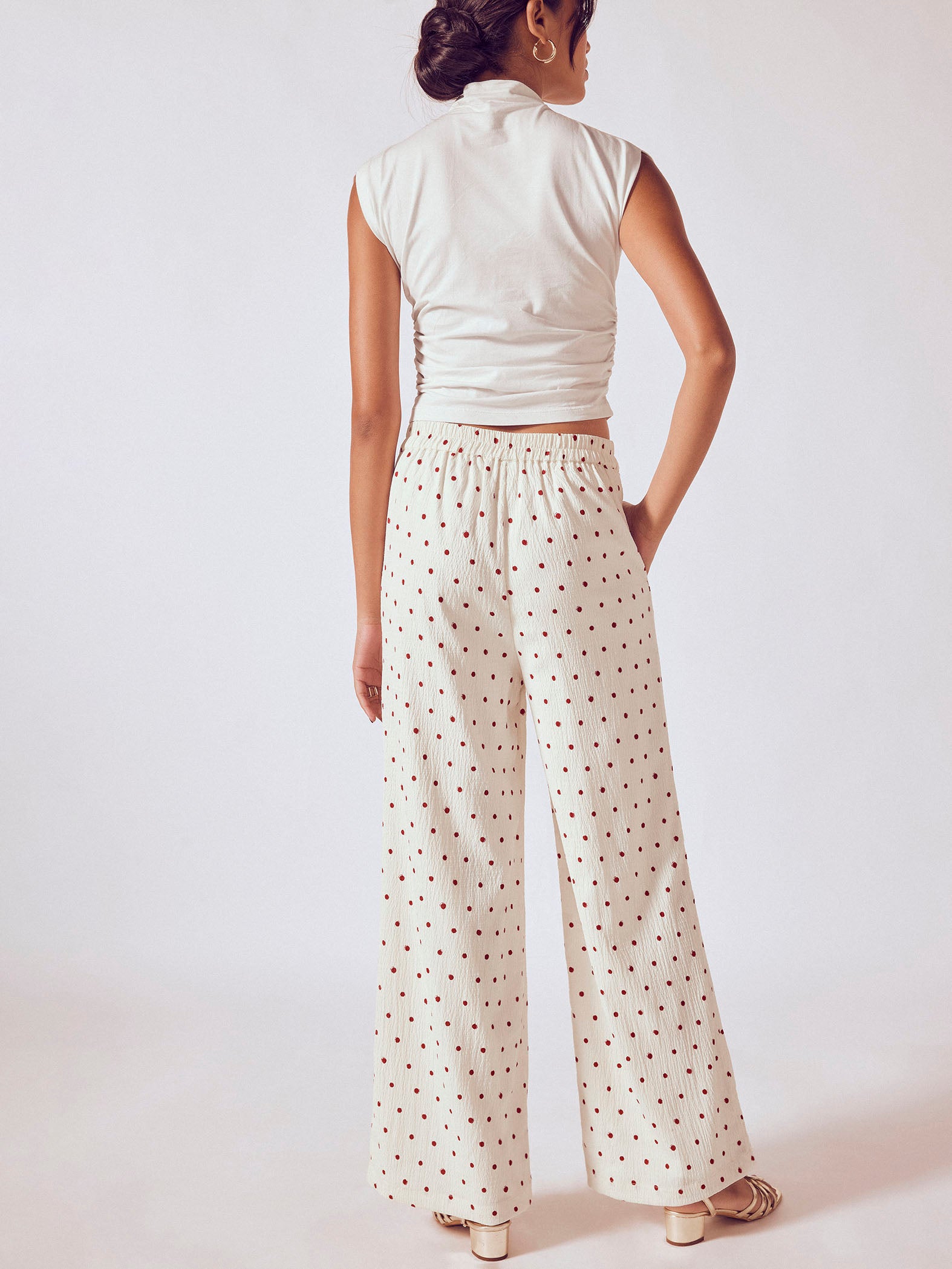 Red Polka Flared Pant