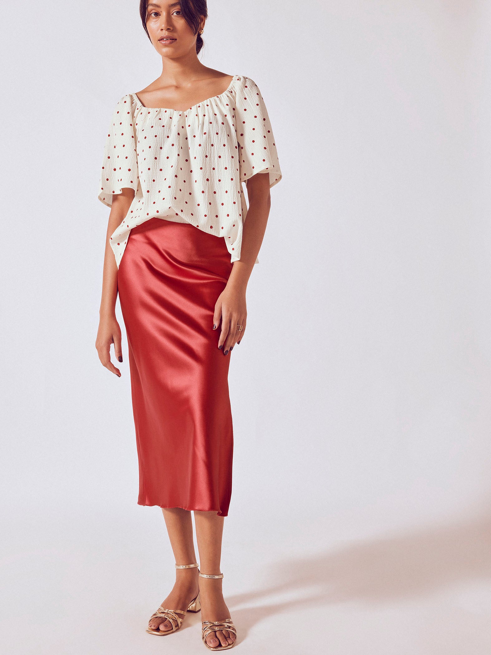 Red Polka Sweetheart Top