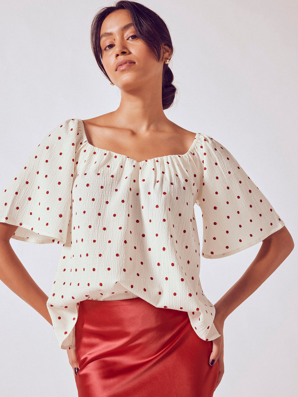 Red Polka Sweetheart Top