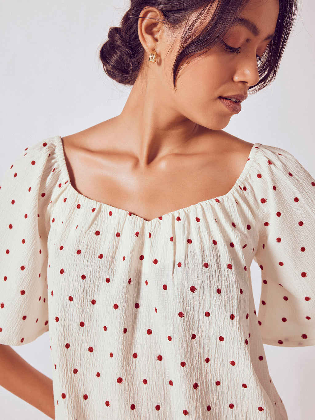 Red Polka Sweetheart Top