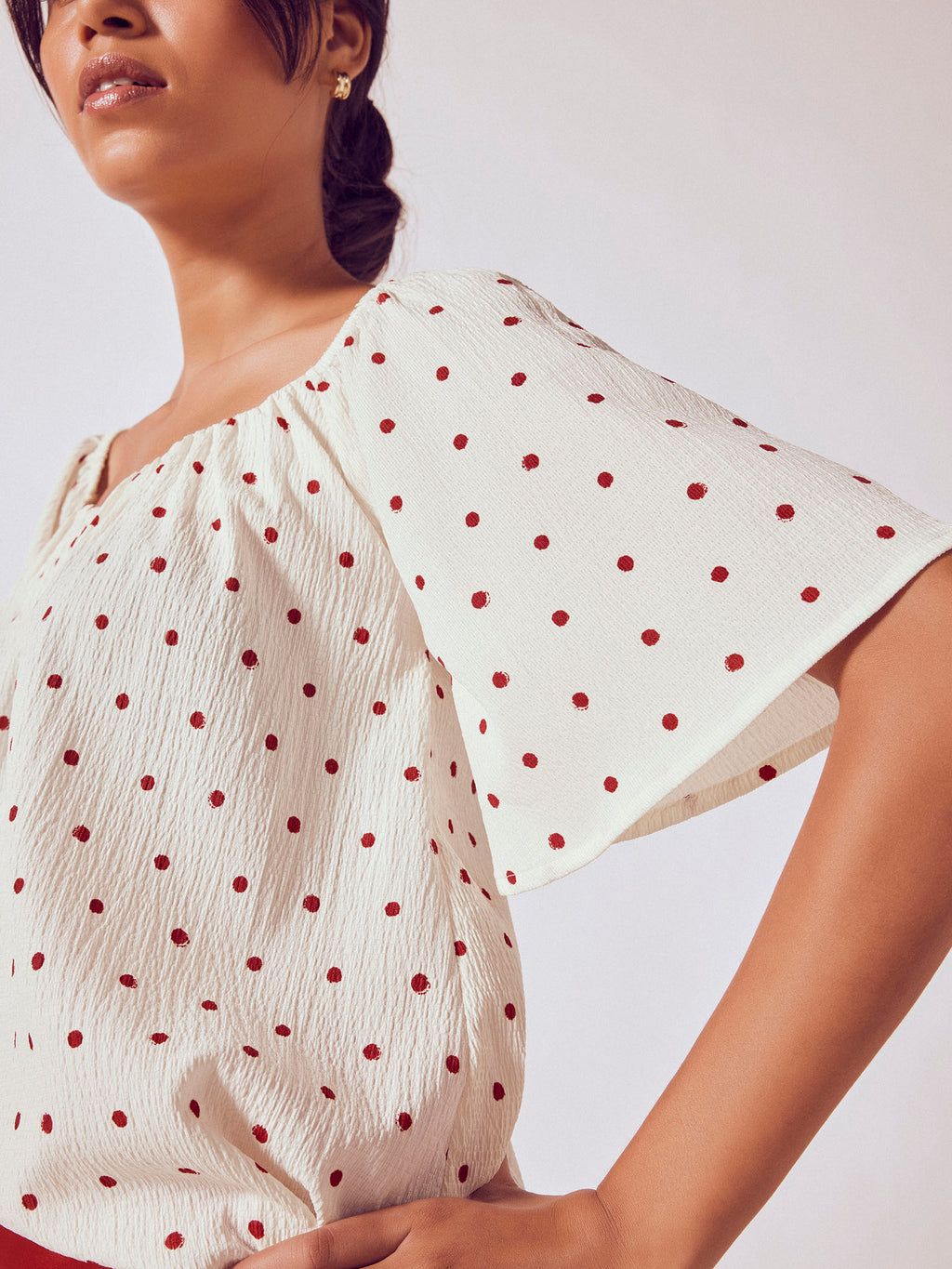 Red Polka Sweetheart Top