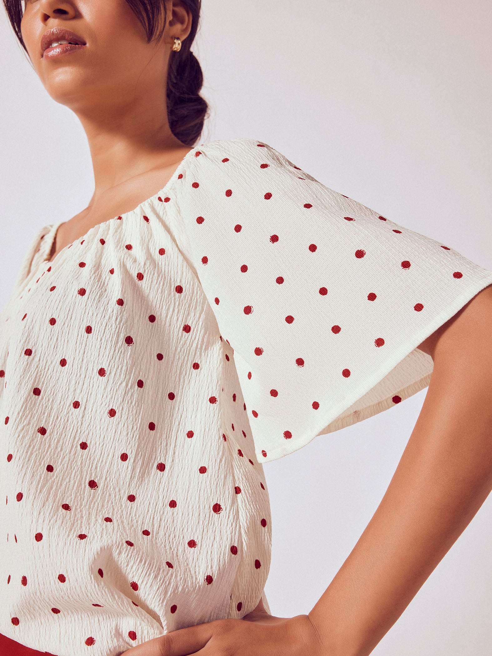 Red Polka Sweetheart Top