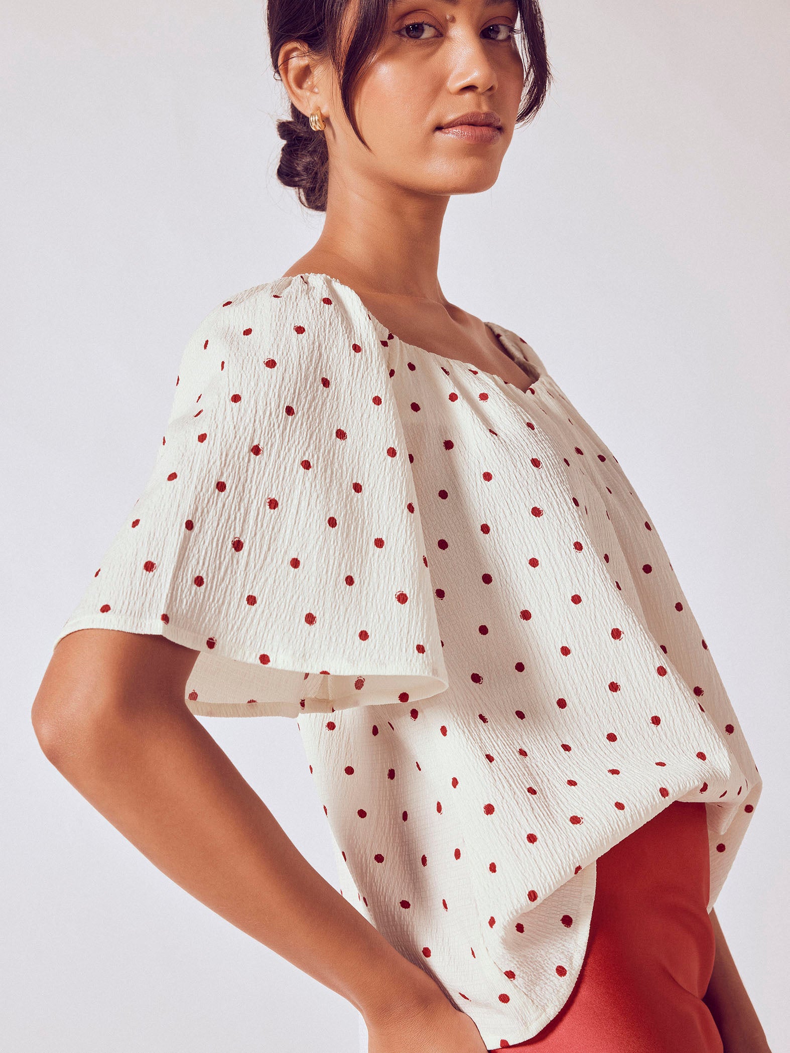 Red Polka Sweetheart Top