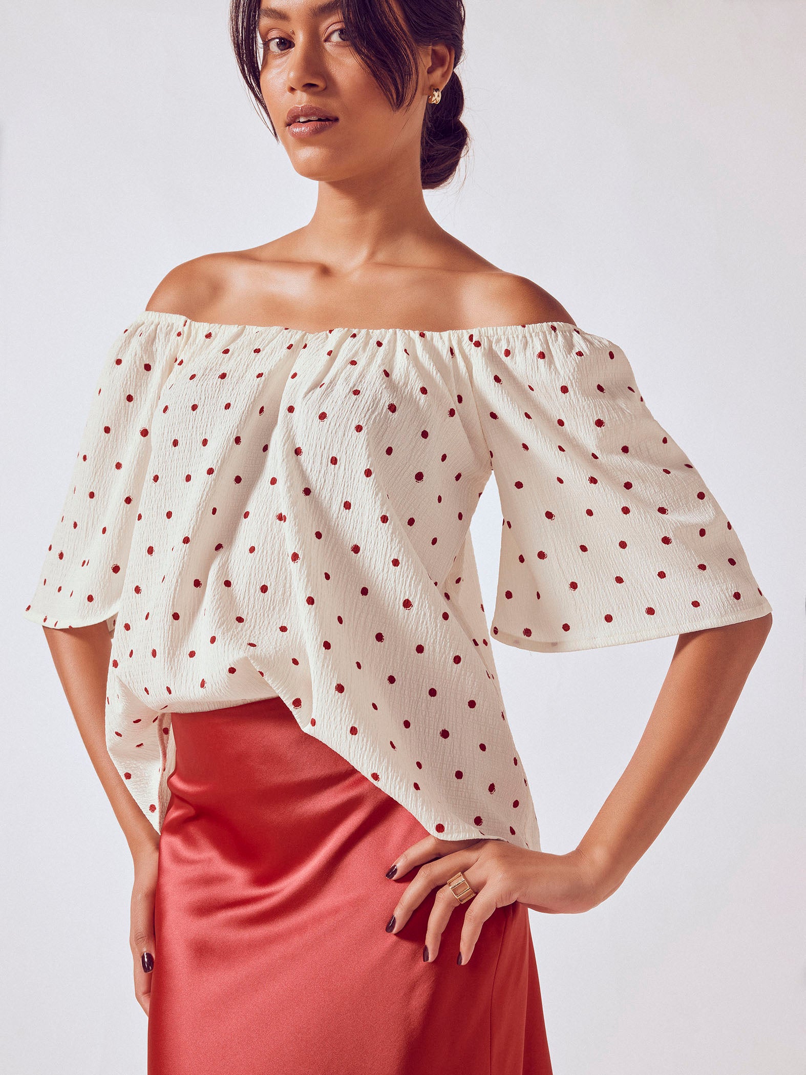 Red Polka Sweetheart Top