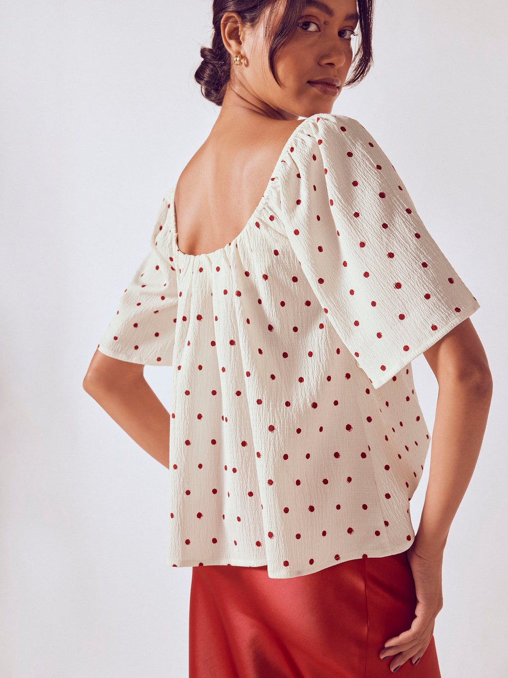 Red Polka Sweetheart Top