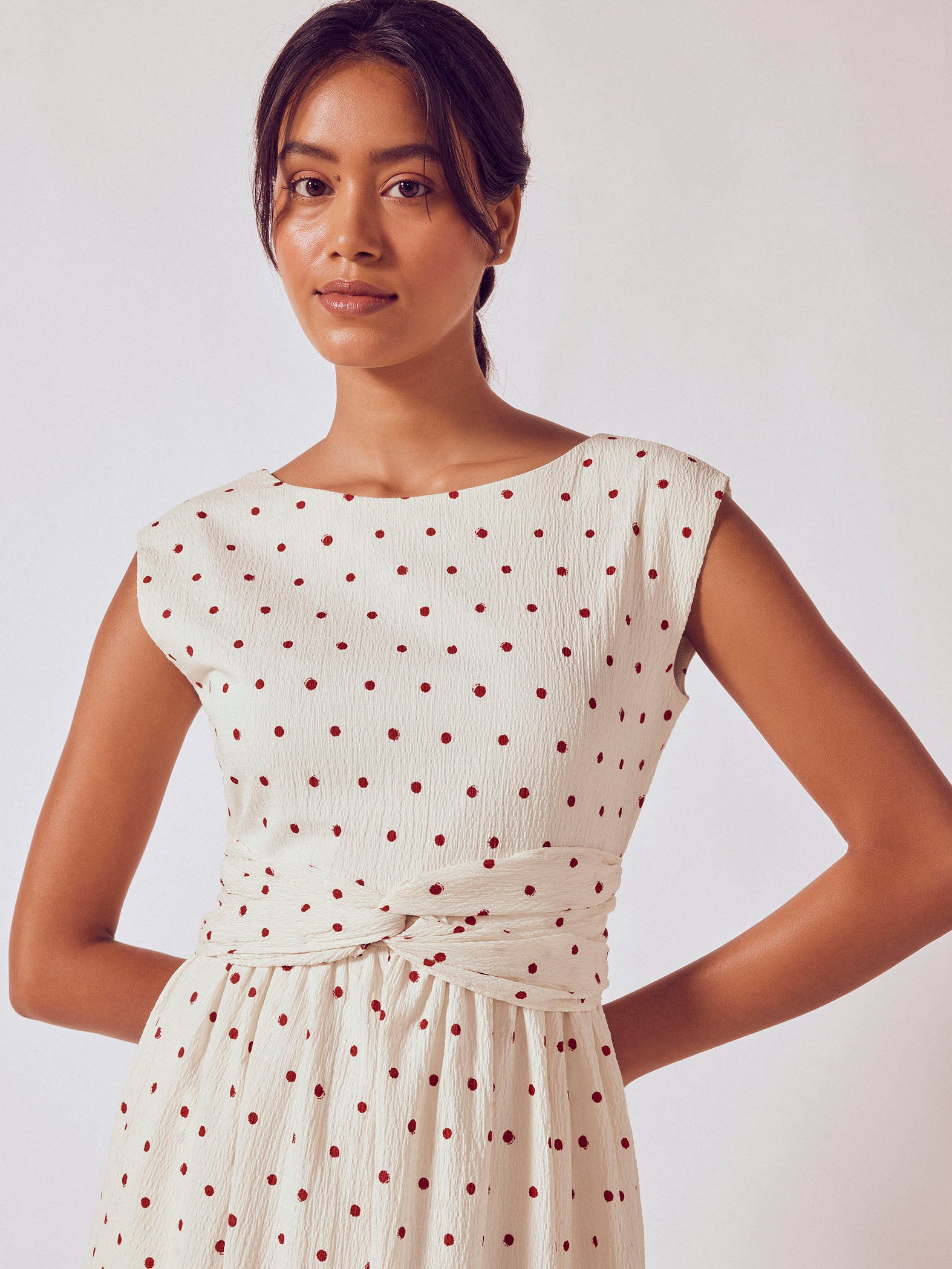 Red Polka Twist Knot Dress