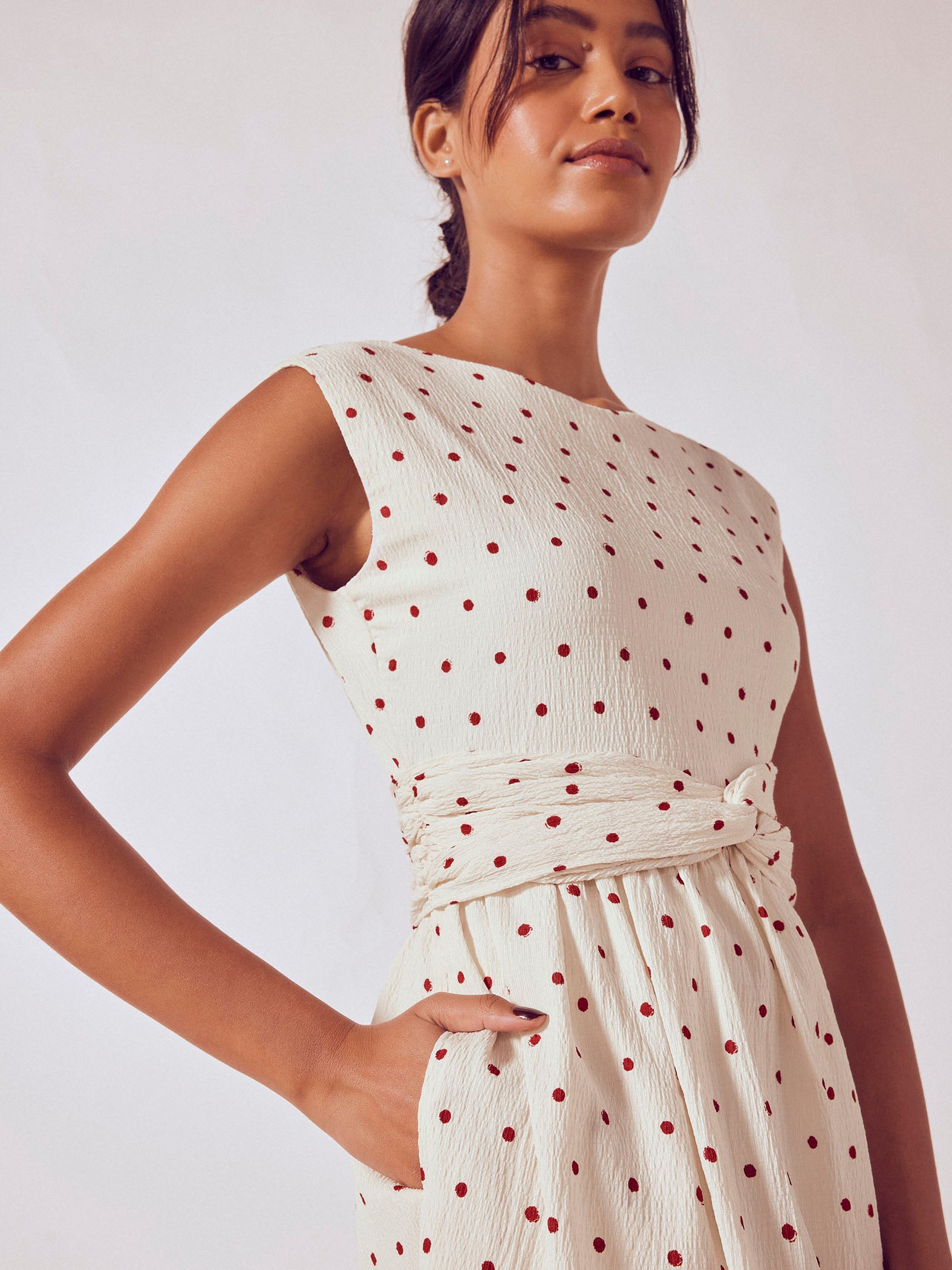 Red Polka Twist Knot Dress