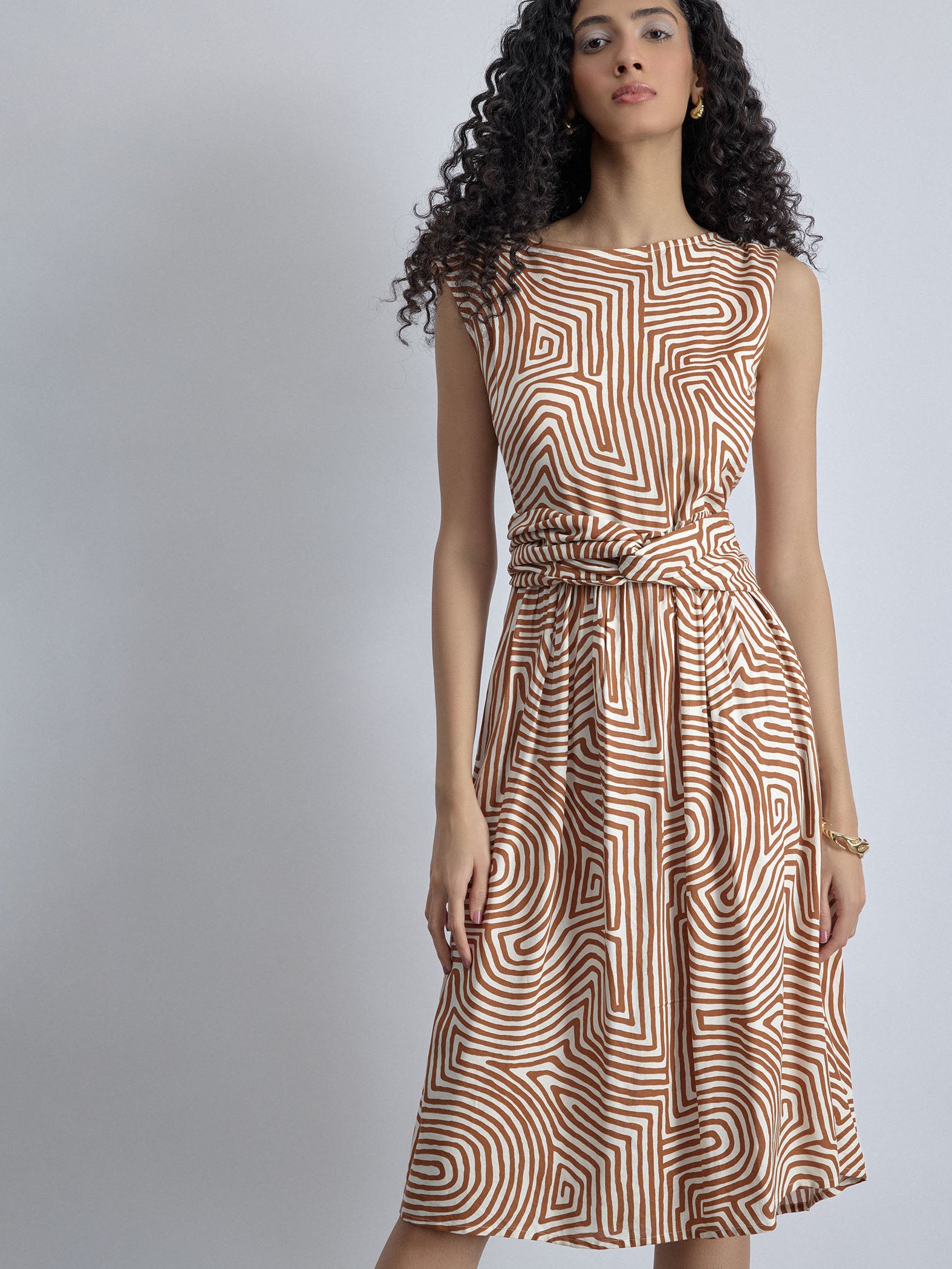 Retro Striped Twist Knot Dress – The Label Life