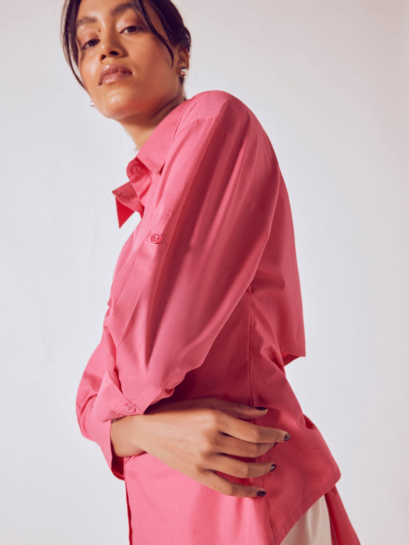 Rose Back Tie Oversized Shirt