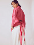 Rose Back Tie Oversized Shirt