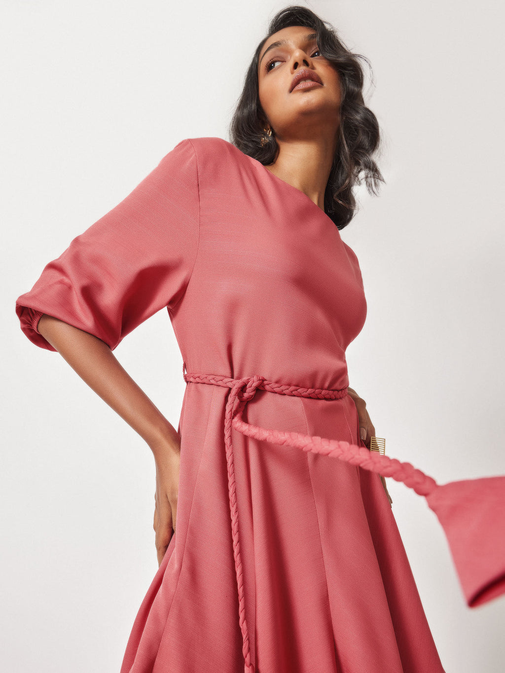 Rouge Balloon Sleeve Skater Dress
