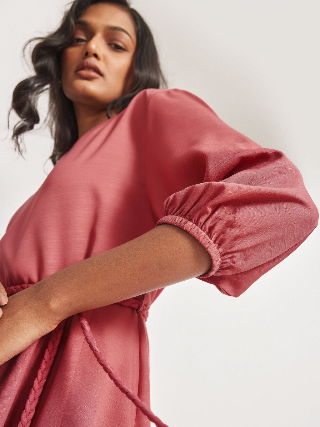 Rouge Balloon Sleeve Skater Dress