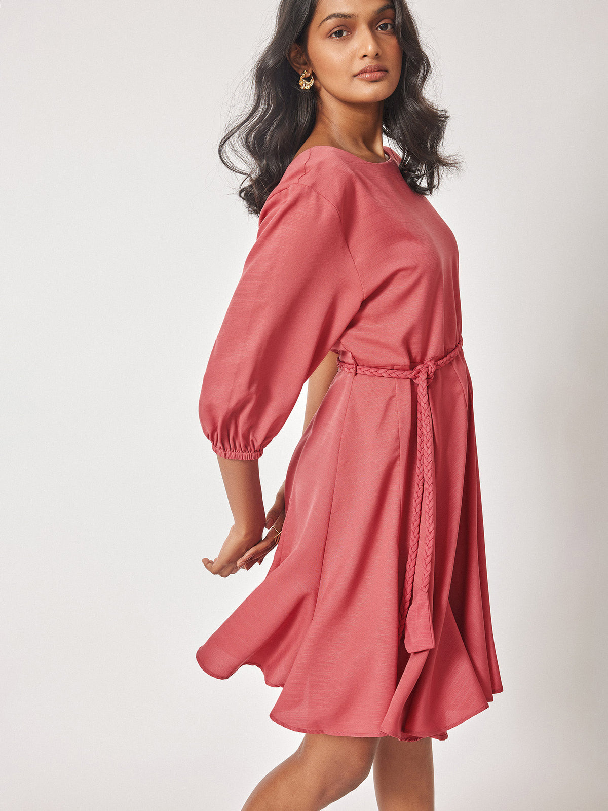 Rouge Balloon Sleeve Skater Dress