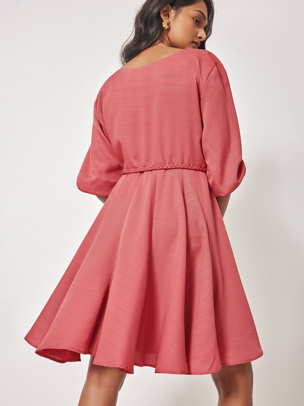 Rouge Balloon Sleeve Skater Dress