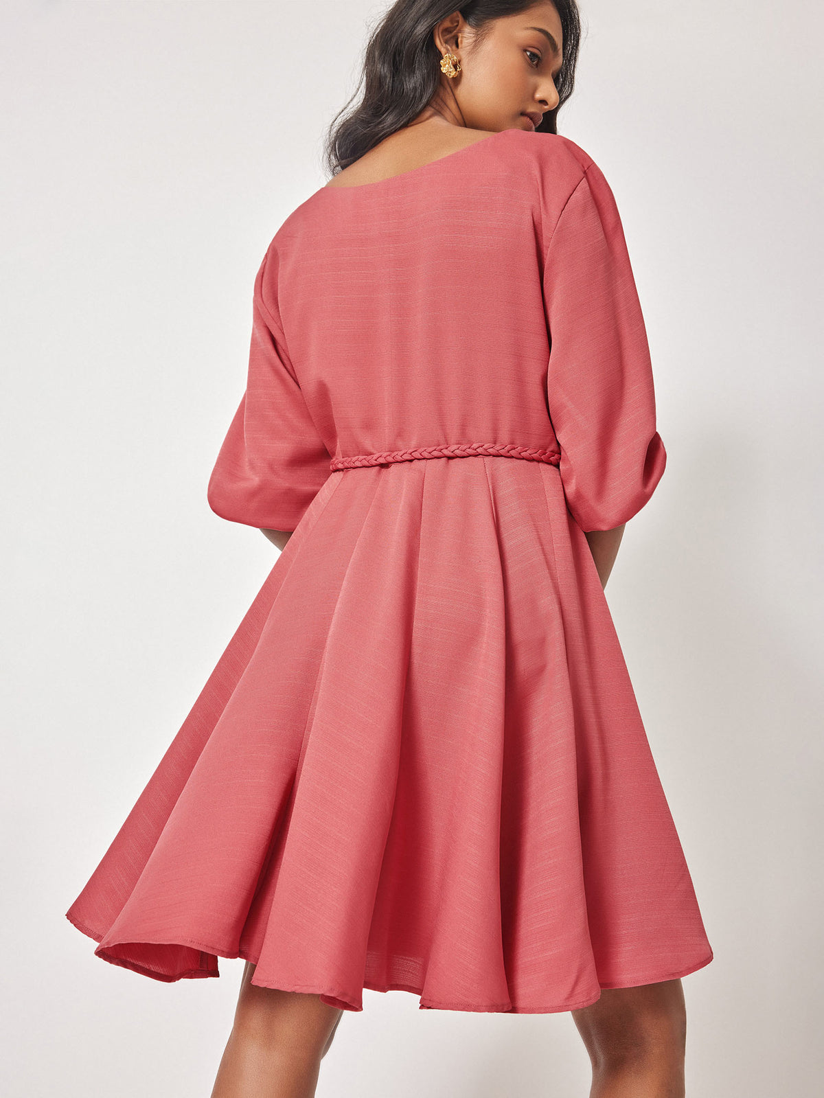 Rouge Balloon Sleeve Skater Dress