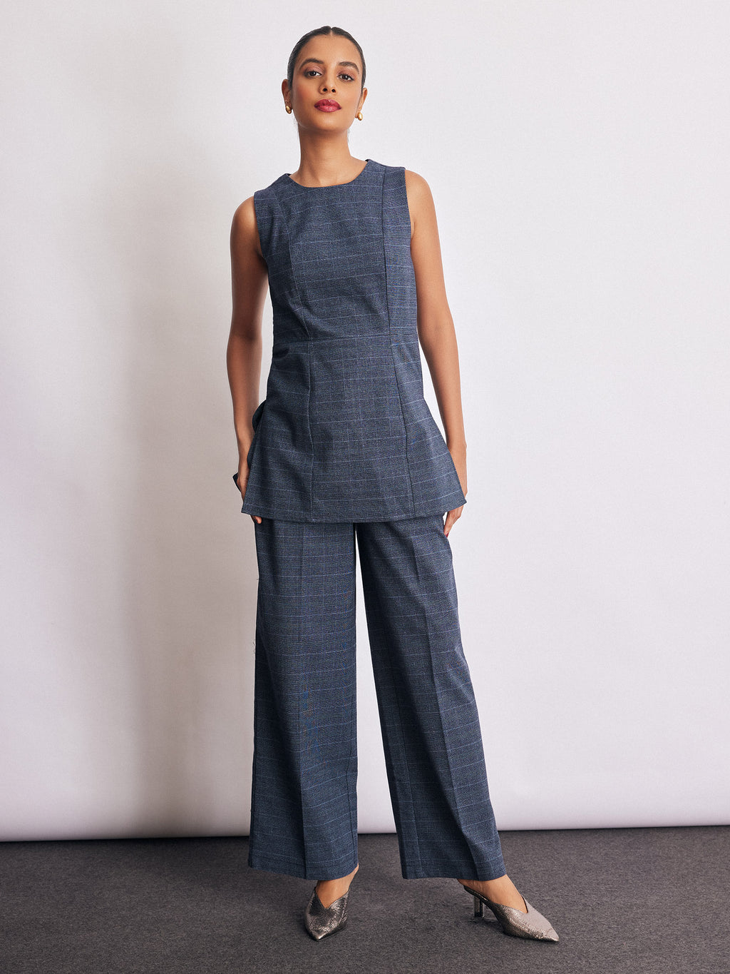 Royal Blue Checked Trousers