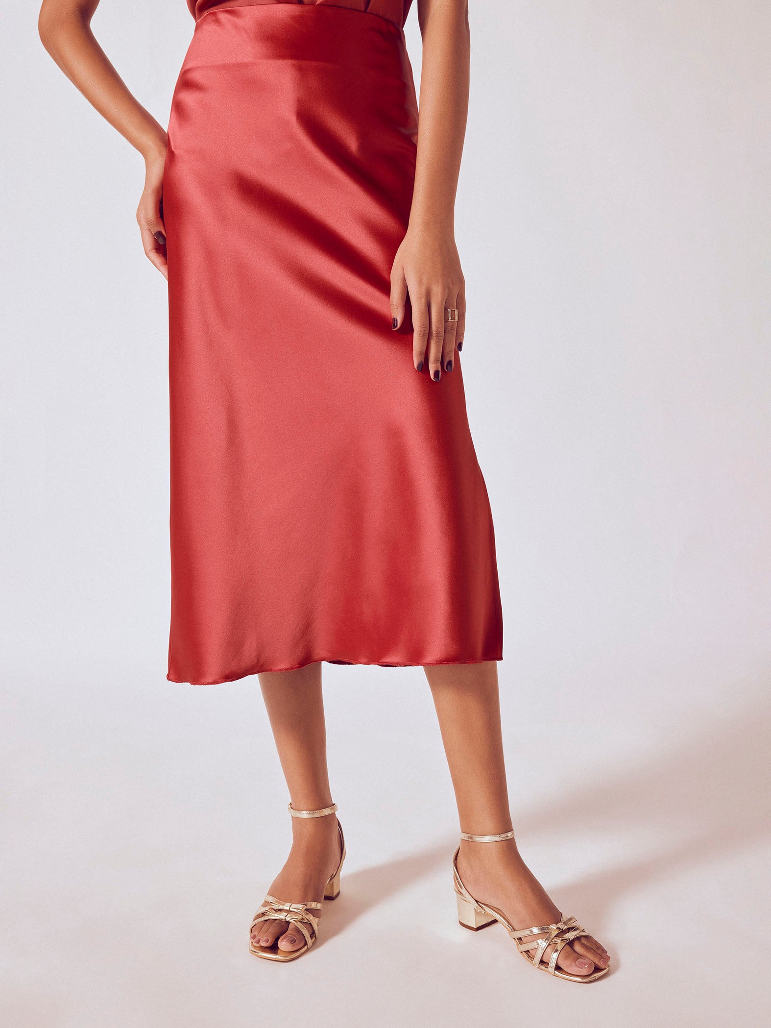 Ruby Satin A Line Skirt