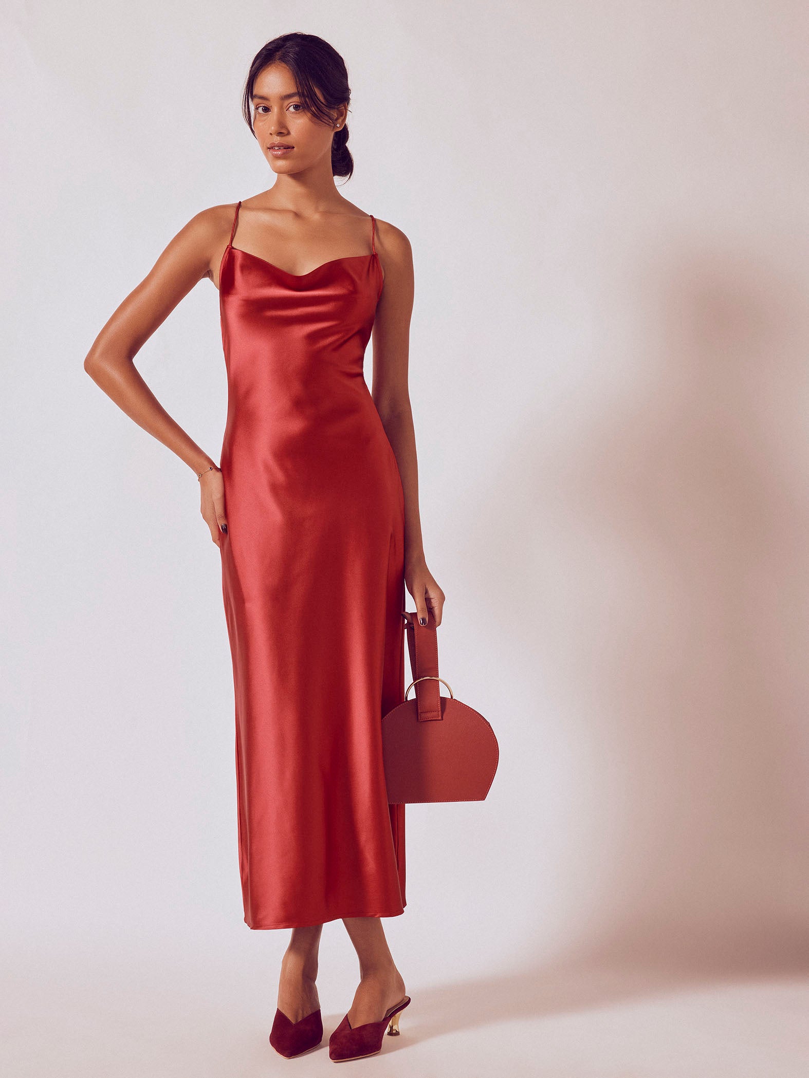 Ruby Satin Cowl Neck Slip Dress