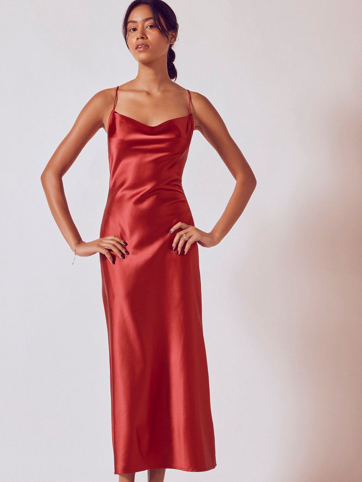 Ruby Satin Cowl Neck Slip Dress