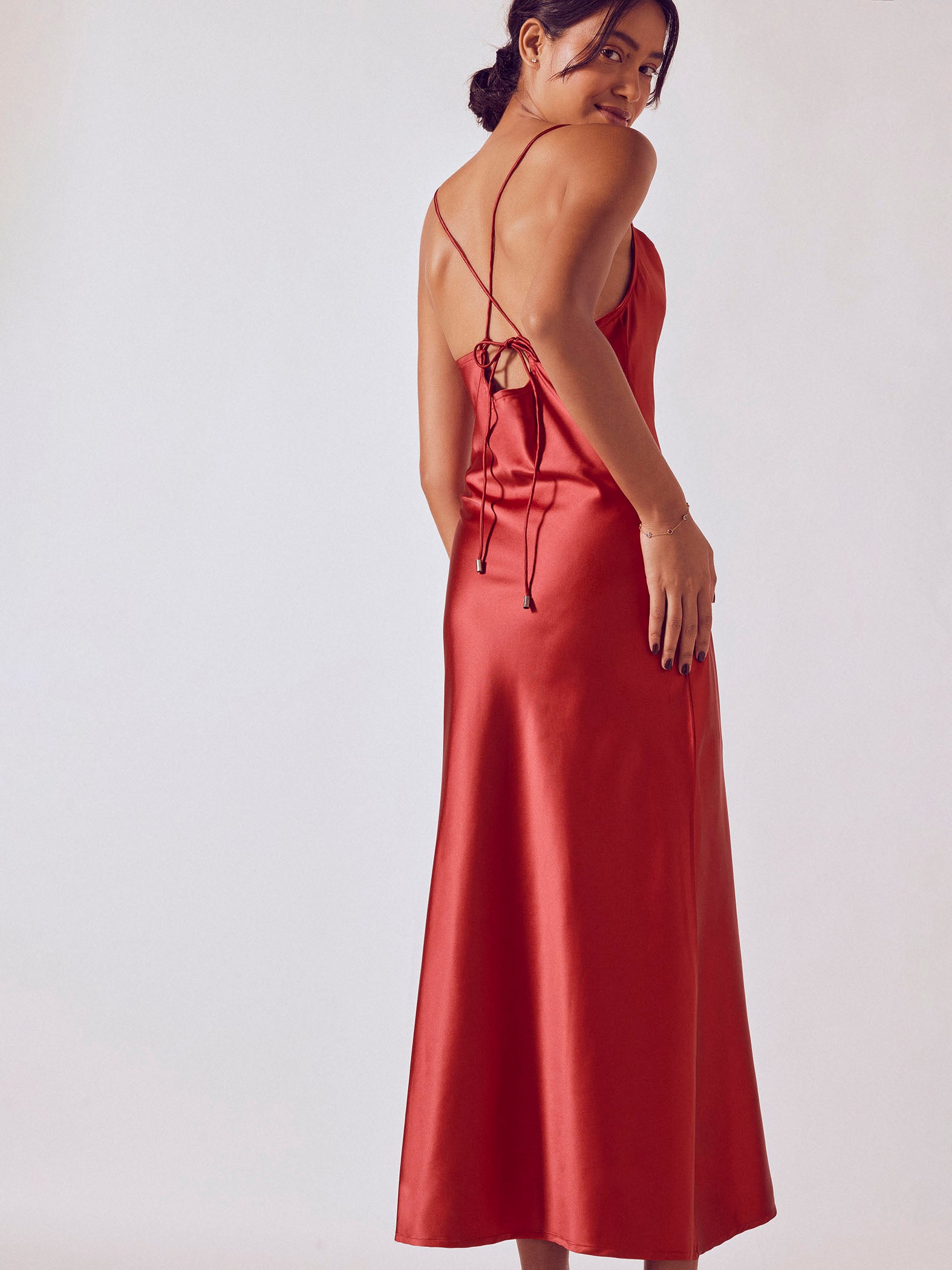 Ruby Satin Cowl Neck Slip Dress