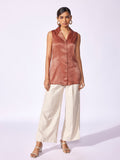 Rust Satin Sleeveless Blazer