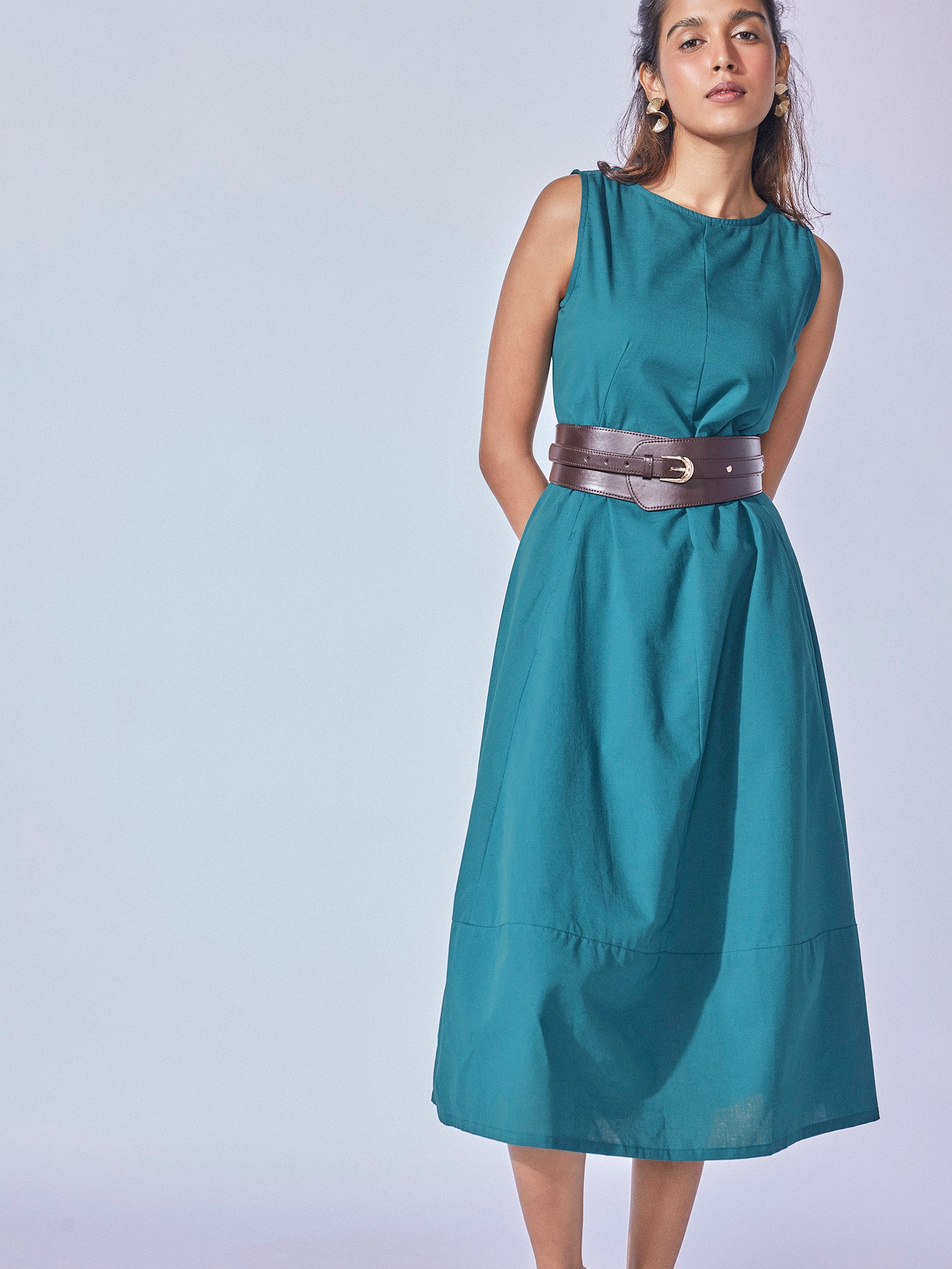 Sage Linen A Line Dress