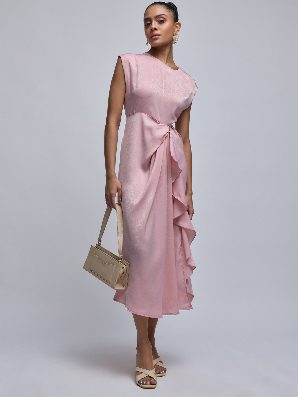 Sakura Pink Cascading Drape Dress