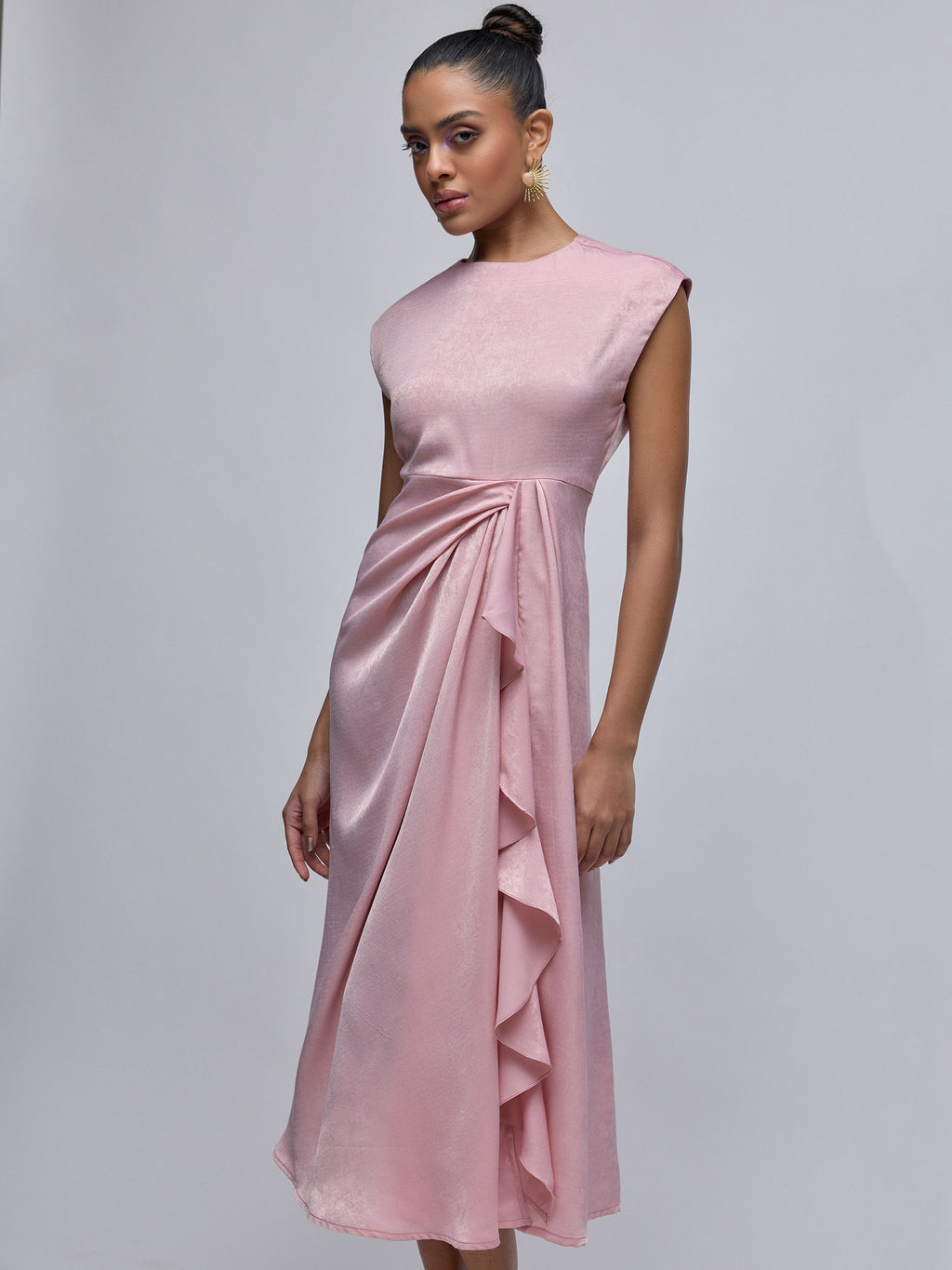 Sakura Pink Cascading Drape Dress