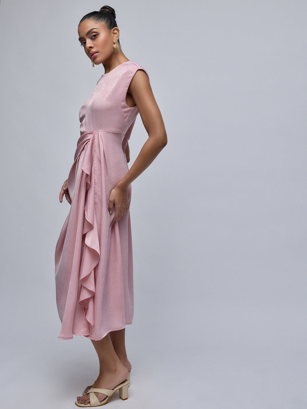Sakura Pink Cascading Drape Dress