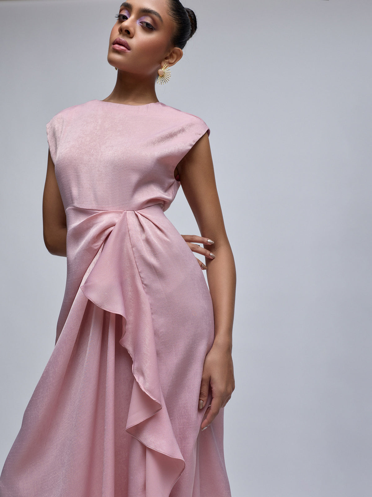 Sakura Pink Cascading Drape Dress