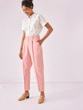 Salmon Cotton Tapered Trousers