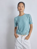 Sea Foam Green Floral Lace Top