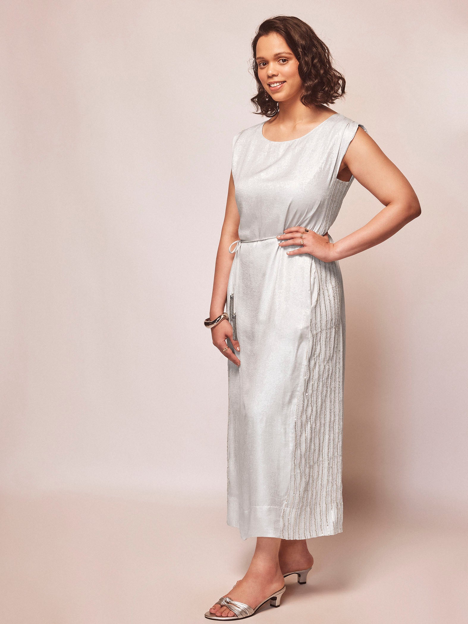 Silver Sequinned Panel Dress