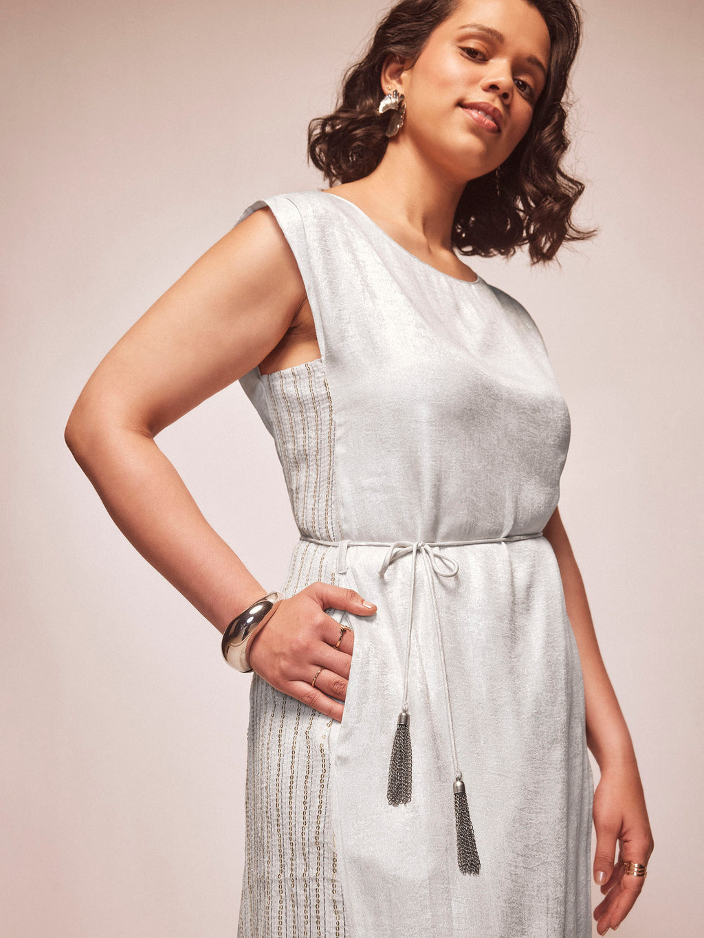 Silver Sequinned Panel Dress