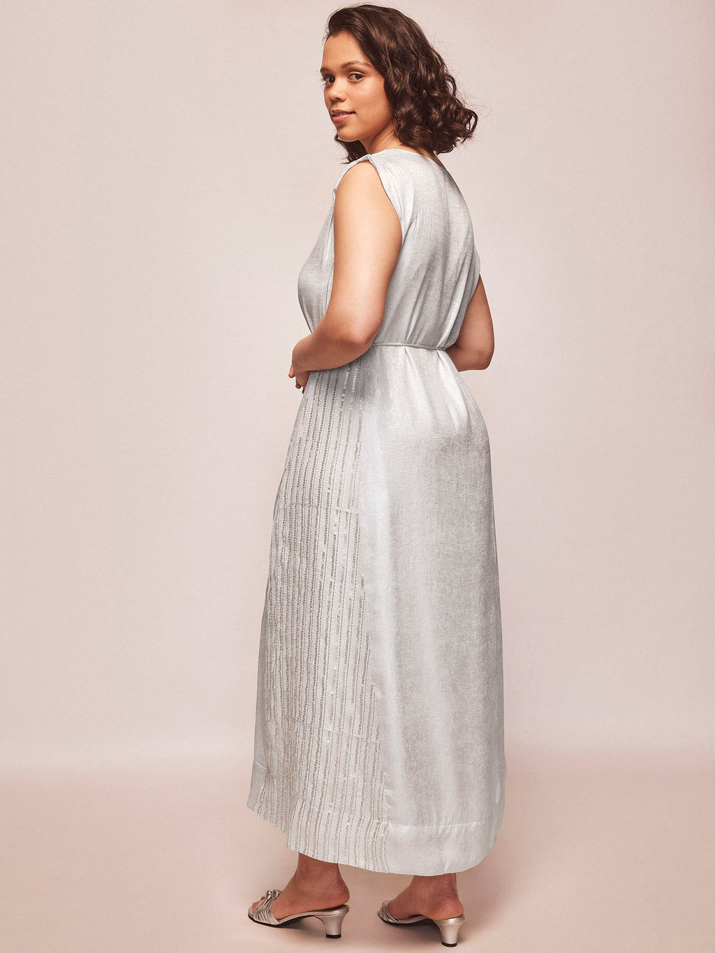 Silver Sequinned Panel Dress