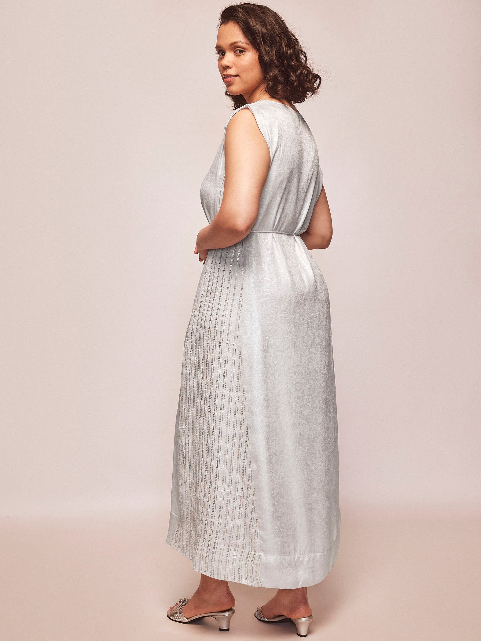 Silver Sequinned Panel Dress